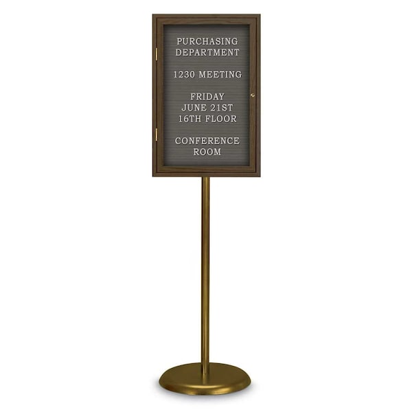 Corkboard, Double Door, Radius Frame, 42x32", Bronze/Buff